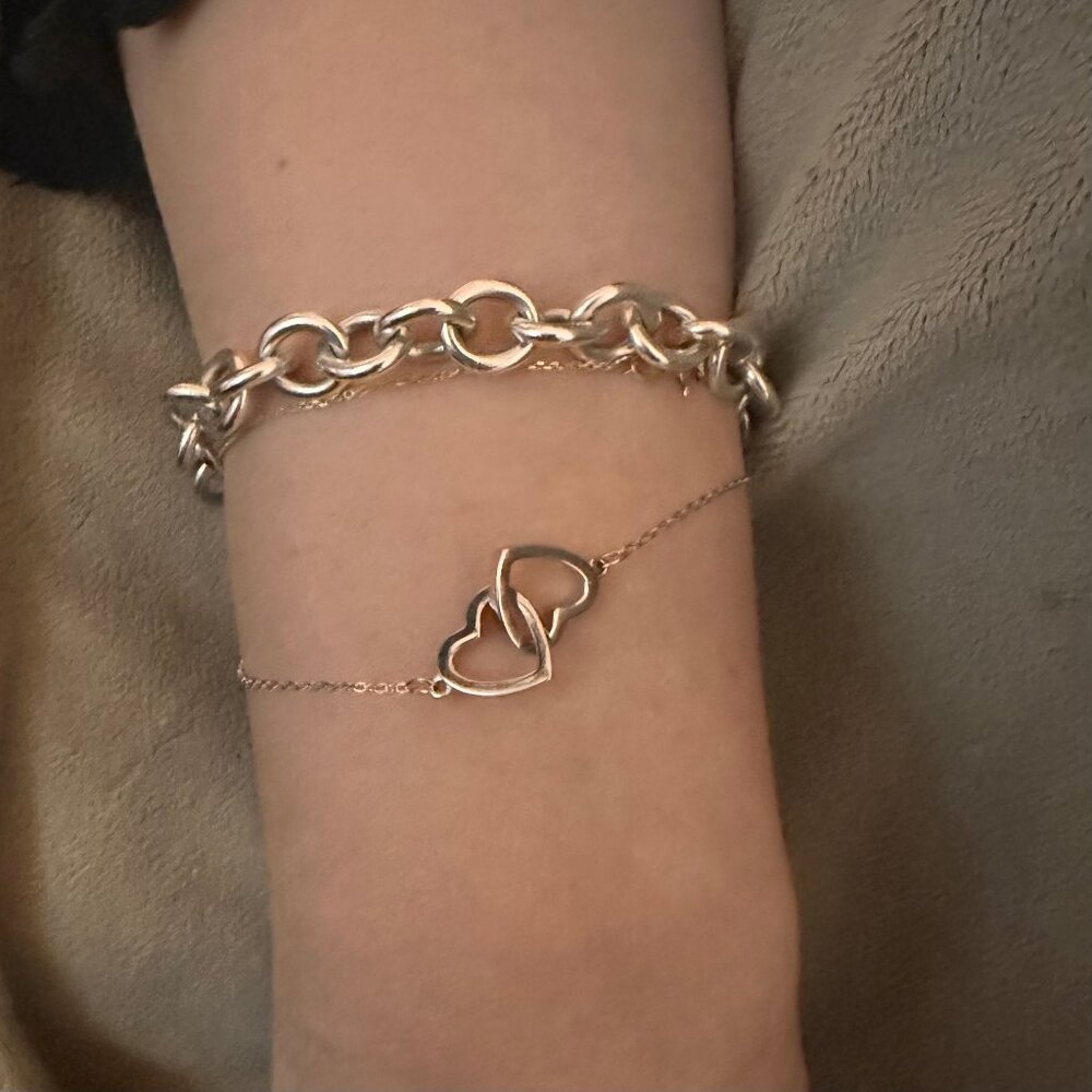 Sterling silver interlocking heart bracelet